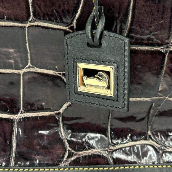 Dooney & Bourke Croco Embossed Leather Shoulder Tote & Wristlet Set Brick Brown - Picture 12 of 16